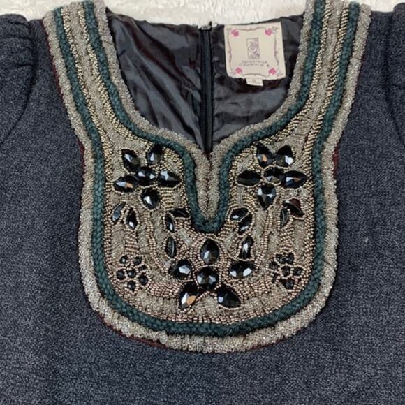 Gracieux Couleur Bead embellished velvet ruffle drop waist dress, size small - Picture 5 of 12